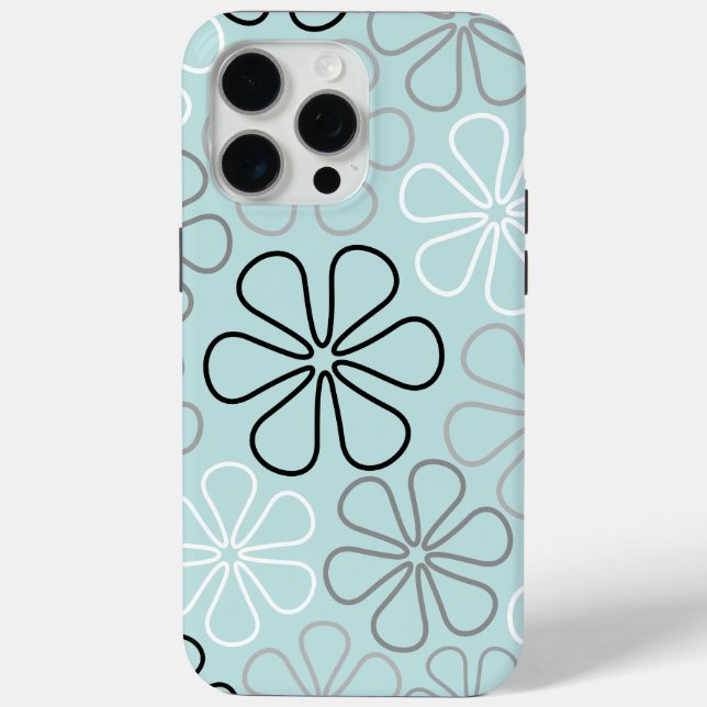 Abstract Big Flower Outlines BWG+Duck Egg Blue Case-Mate iPhone Case (Back)