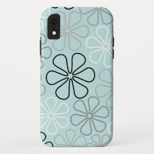 Abstract Big Flower Outlines BWG+Duck Egg Blue iPhone XR Case