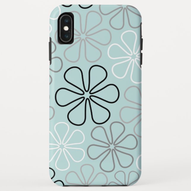 Abstract Big Flower Outlines BWG+Duck Egg Blue Case-Mate iPhone Case (Back)