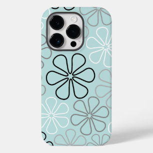 Abstract Big Flower Outlines BWG+Duck Egg Blue Case-Mate iPhone 14 Pro Case