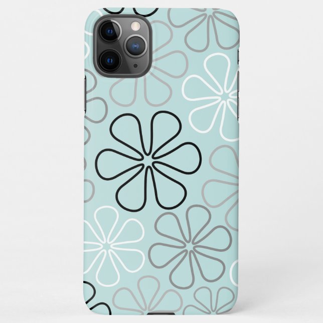 Abstract Big Flower Outlines BWG+Duck Egg Blue iPhone Case (Back)