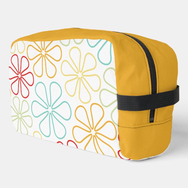 Abstract Big Flowers Red Yellow Lime Teal Wt Orng Dopp Kit
