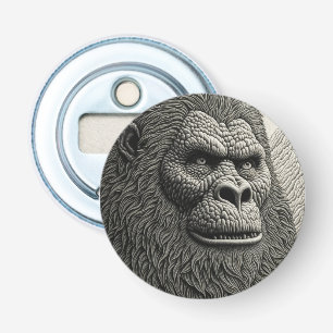 Abstract Bigfoot in Black and White Ai Art Bottle Opener