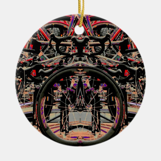 Abstract Bikes Ceramic Tree Decoration (Front)