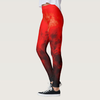 Abstract Billowing Red Smoke Leggings