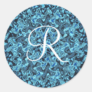 Abstract biology initial classic round sticker