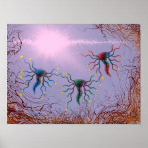 Abstract bioluminescent energy painting poster