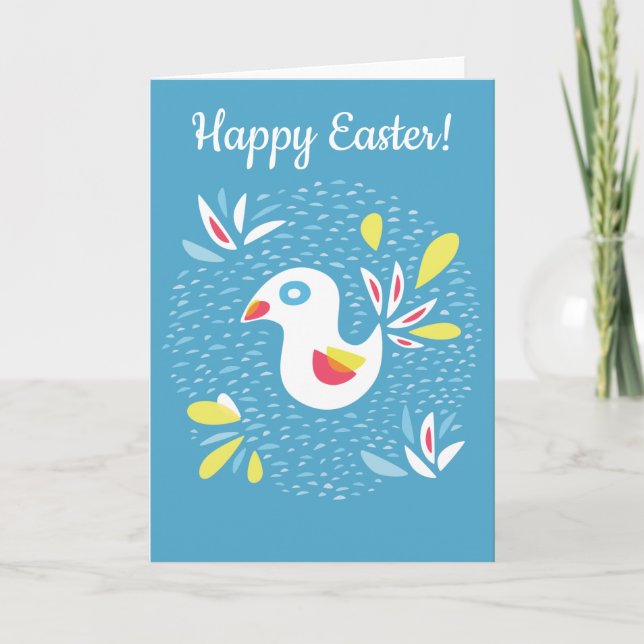 Abstract Bird In Spring Happy Easter Holiday Card (Front)