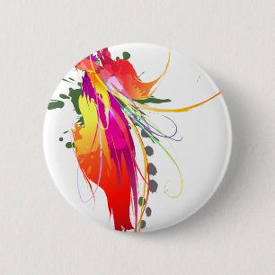 Abstract Bird of Paradise Paint Splatters 6 Cm Round Badge
