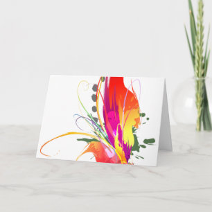 Abstract Bird of Paradise Paint Splatters Card