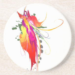 Abstract Bird of Paradise Paint Splatters Coaster