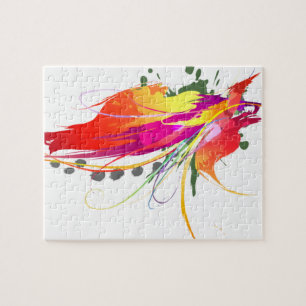 Abstract Bird of Paradise Paint Splatters Jigsaw Puzzle