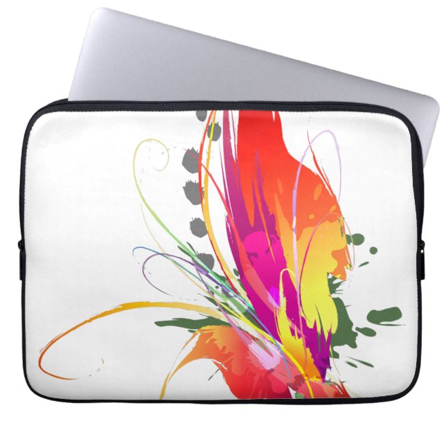 Abstract Bird of Paradise Paint Splatters Laptop Sleeve (Front)