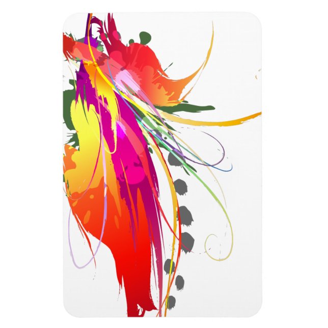 Abstract Bird of Paradise Paint Splatters Magnet (Vertical)