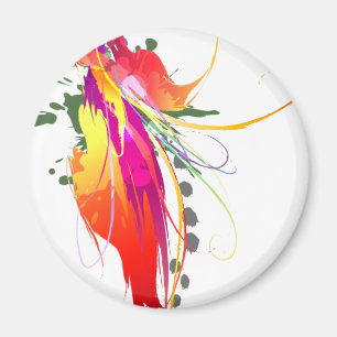 Abstract Bird of Paradise Paint Splatters Magnet