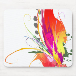Abstract Bird of Paradise Paint Splatters Mouse Mat