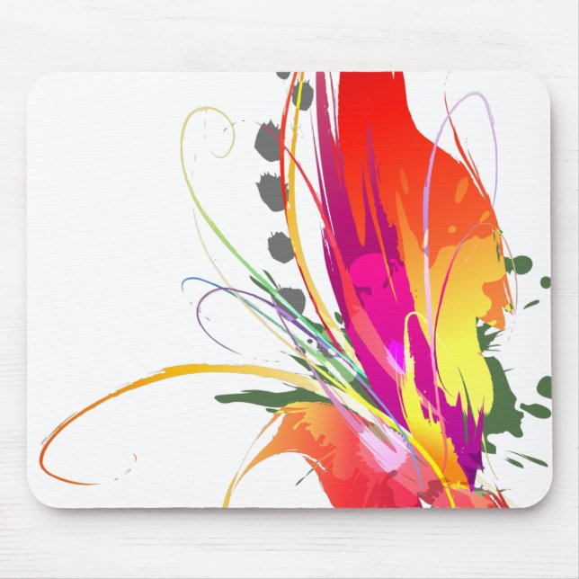 Abstract Bird of Paradise Paint Splatters Mouse Mat (Front)