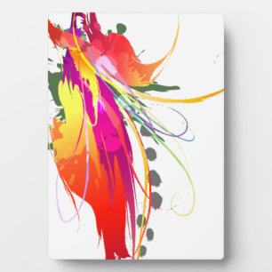 Abstract Bird of Paradise Paint Splatters Plaque