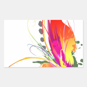 Abstract Bird of Paradise Paint Splatters Rectangular Sticker