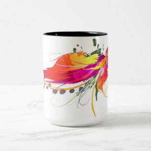 Abstract Bird of Paradise Paint Splatters Two-Tone Coffee Mug