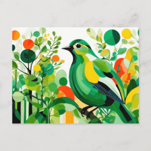 Abstract Bird Standing On A Branch Postcard