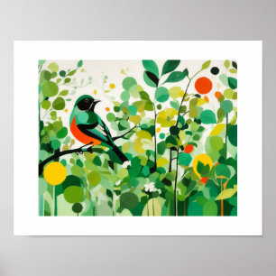 Abstract Bird Standing On A Branch Poster