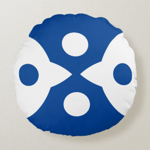 Abstract Birds Bold Simple Design Deep Blue Round Cushion