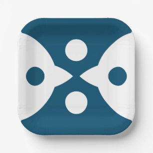 Abstract Birds Bold Simple Design Ocean Blue Paper Plate
