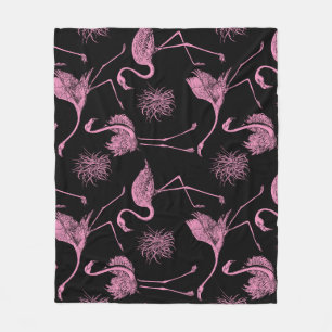 Abstract Birds: Monochrome Fashion Pattern Fleece Blanket