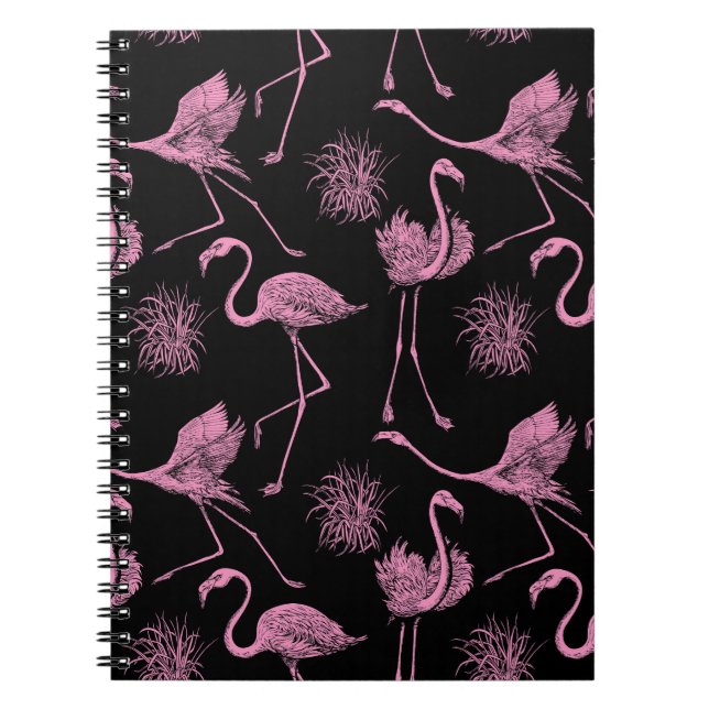 Abstract Birds: Monochrome Fashion Pattern Notebook (Front)