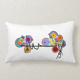 abstract birds on a fence lumbar cushion