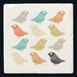 Abstract Birds Retro Colourful Mid Century Modern Stone Coaster<br><div class="desc">This fabulous mid century modern stone coaster features rows of bright birds,  in colours turquoise,  orange,  cream,  green,  tan and black. This will make a fabulous addition to your coffee or end table!</div>