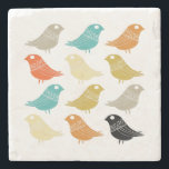 Abstract Birds Retro Colourful Mid Century Modern Stone Coaster<br><div class="desc">This fabulous mid century modern stone coaster features rows of bright birds,  in colours turquoise,  orange,  cream,  green,  tan and black. This will make a fabulous addition to your coffee or end table!</div>