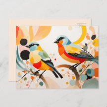 Abstract Birds Standing On A Branch