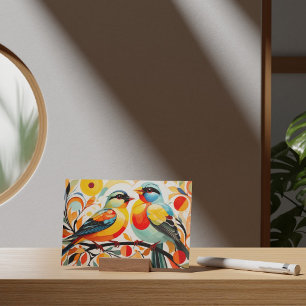 Abstract Birds Standing On A Branch Postcard