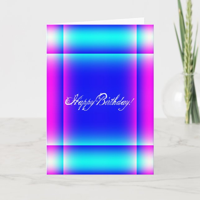 Abstract Birthday Design in Pink and Blue Card (Front)