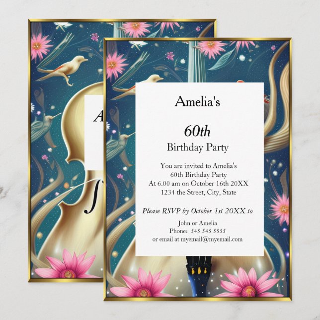 Abstract Birthday Party  blue  Invitation (Front/Back)