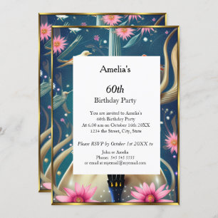 Abstract Birthday Party blue Invitation