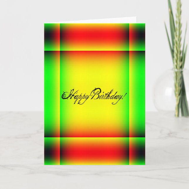 Abstract Birthday, Red, Green, and Yellow Card (Front)