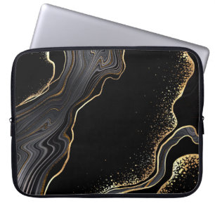 abstract black agate background with golden veins, laptop sleeve