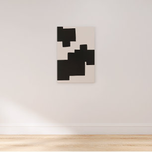 Abstract Black and Beige Geometric Canvas Print