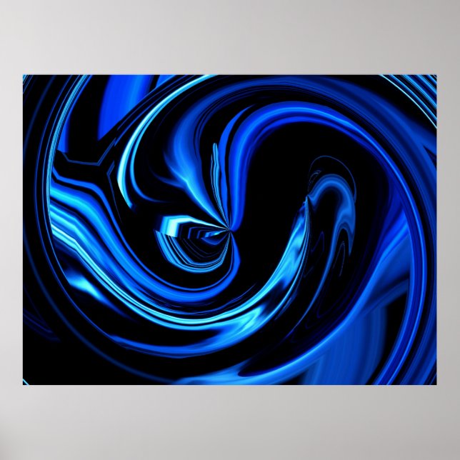 Abstract Black And Blue Art Poster (Front)