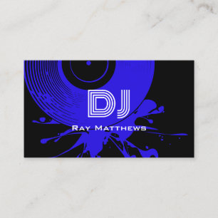 Abstract Black and Blue Disc DJ Music Producer Business Card
