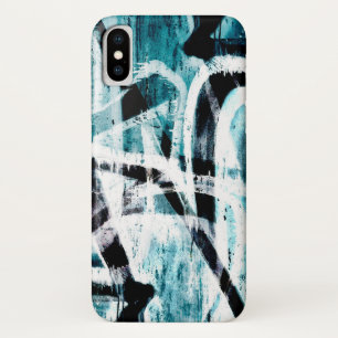 Abstract black and blue graffiti iPhone x case