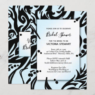Abstract Black and Blue Tribal Bridal Shower Invitation