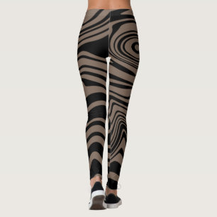 Abstract Black and Brown Striped Leggings