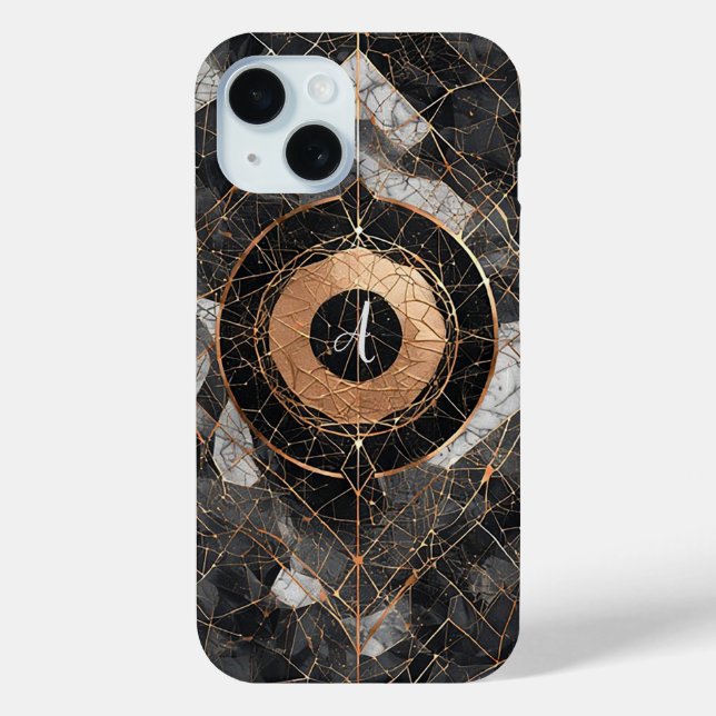 Abstract Black and Gold Decorative Geometric Case-Mate iPhone Case (Back)