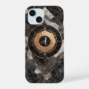 Abstract Black and Gold Decorative Geometric iPhone 15 Case