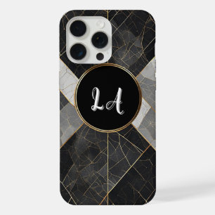 Abstract Black and Gold Decorative Geometric iPhone 15 Pro Max Case