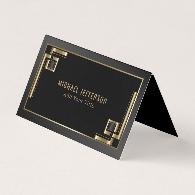 Abstract Black and Gold Design Business Card (Front)